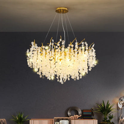 DecorBites™ Crystal LED Chandelier: Luxury Pendant Lamp for Home Decor