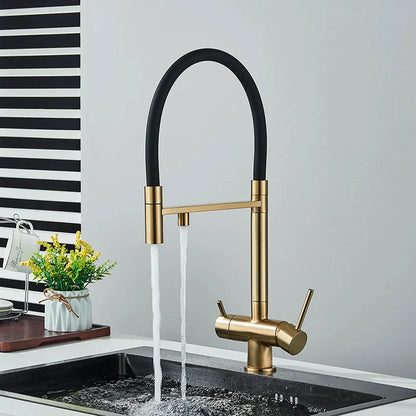 Decorbites™ Küchen-Wasserfilterarmatur mit doppeltem Auslauf, drehbarer Wasserreinigungs-Mischhahn