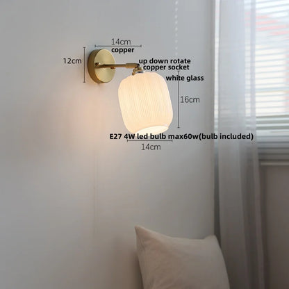 DecorBites™ Japanese Style LED Wall Sconce Glass Rotate Pull Chain Switch Stair Light