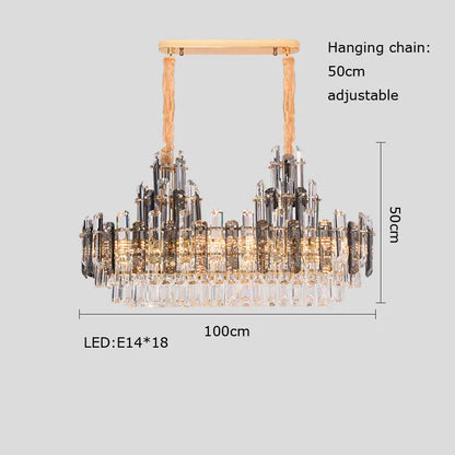 DecorBites™ Crystal LED Oval Round Chandelier Hanging Lamp - Dimmable Ceiling Pendant