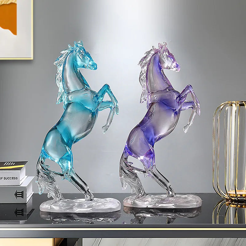 Decorbites™ Pferdeharz-Ornament: Simuliertes Tier-Skulptur, Transparent Farbiges Dekor, Heimfigur