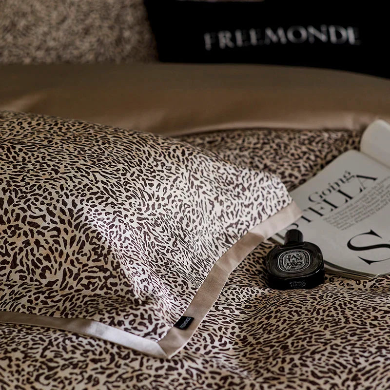 Decorbites™ Leopard Luxus-Bettwäsche-Set: Seidig weiches Lyocell-Baumwoll-Bettbezug-Set, Laken-Set, Kissenbezüge