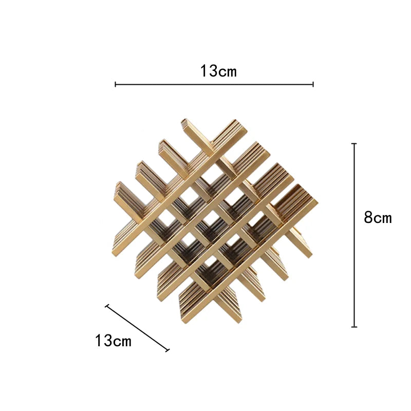 DecorBites™ Geometric Block Metal Sculpture Abstract Square Decor Figurines, Home Decor Accessories
