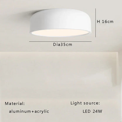 DecorBites™ Italian Minimalist Round LED Ceiling Lamp Black White Bedroom Light