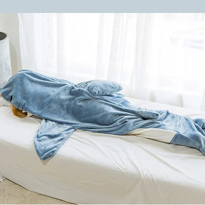 Decorbites™ Gemütliche Haifisch-Decke: Weiches Flanell, Verdickt, Warme Schoß-Schlafsack-Pyjamas