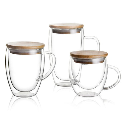 Decorbites™ Doppelwand-Tumbler-Set: Bier-Whiskey-Wein-Gläser Teebecher Kaffeetasse mit Deckel