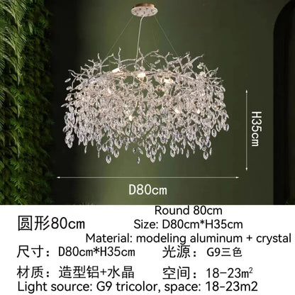 Decorbites™ Golden Crystal Tree Deckenleuchter, Luxuriöse Aluminium-Kunstarmatur