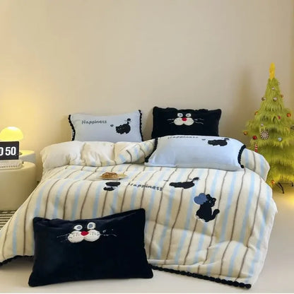 Decorbites™ Gemütliches Herbst-Winter Bettdecken-Set in King-Size mit Samt-Deckenbezug