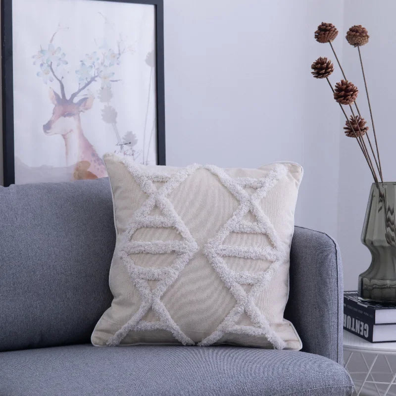 DecorBites™ Lace Tassel Cushion Tufted Sofa Pillowcase for Office Chair Pad