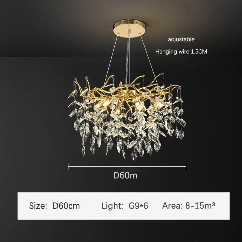 Decorbites™ Goldener Ast-Deckenkronleuchter aus Kristall – Luxuriöse Innenbeleuchtung