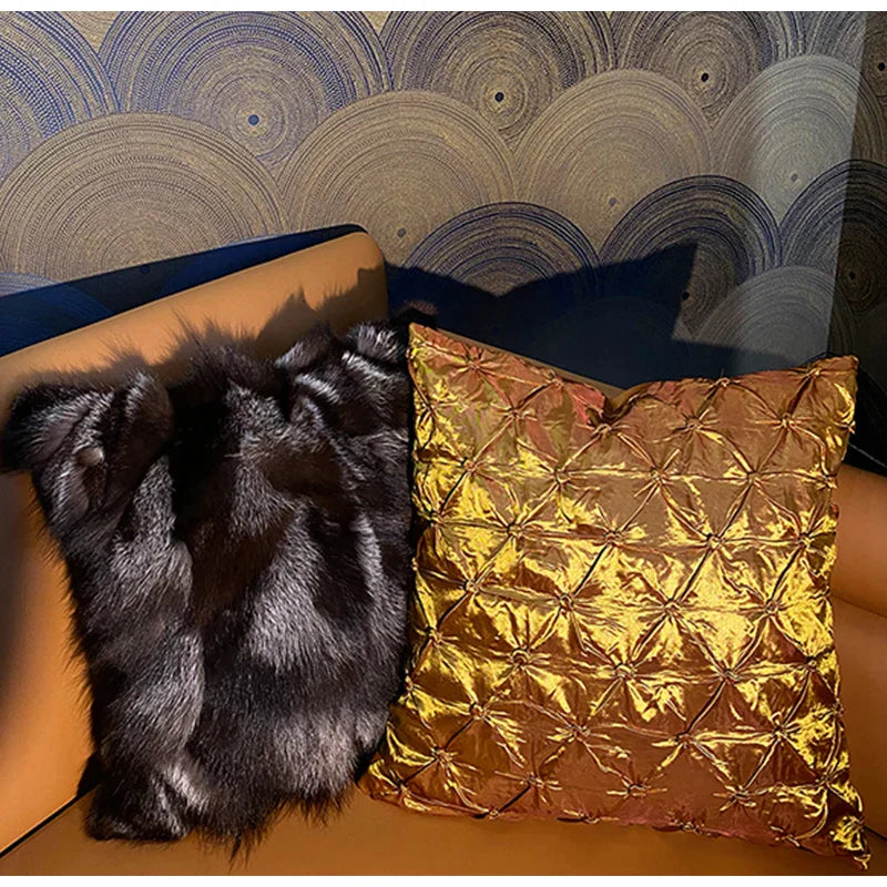 Decorbites™ Fuchs-Fell Kissenbezug 45x45, Vintage Luxus Dekokissenbezug für das Wohnzimmer