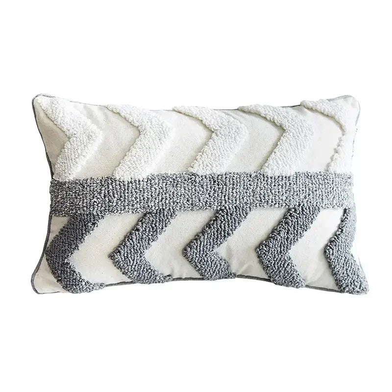 DecorBites™ Geometric Tufted Tassel Pillow Cover - Handcrafted Boho Chic Cushion Cover