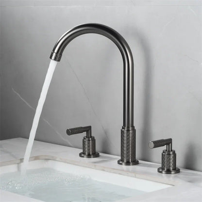 Decorbites™ Schwarzer Messing Beckenarmatur mit Wasserfall-Effekt und 3-Loch-Design