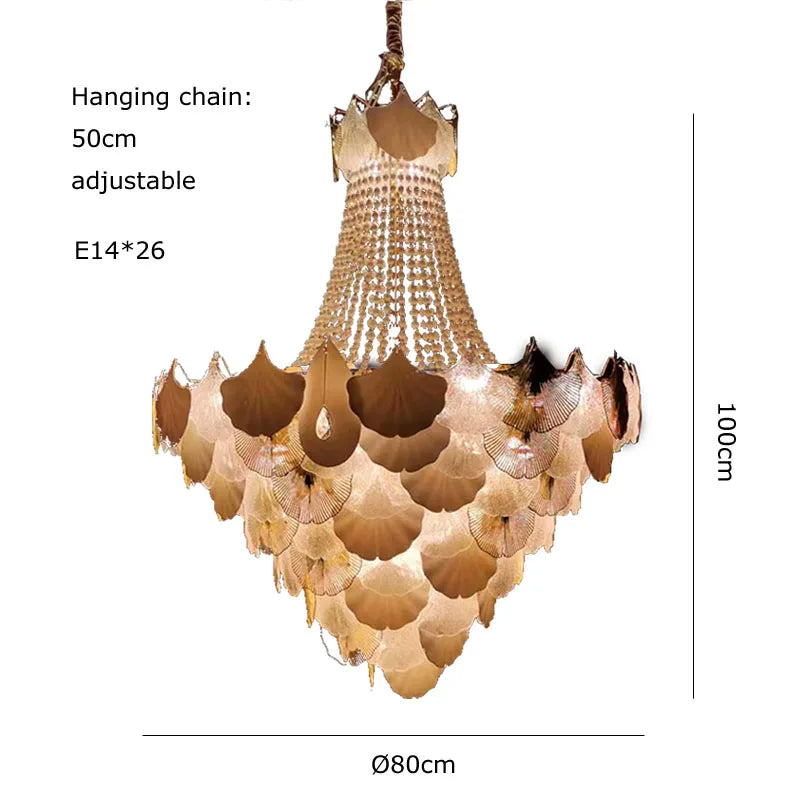 DecorBites™ Ginkgo Art Deco Dimmable Chandelier for Dinning Room