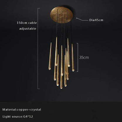 DecorBites™ Crystal Water Drop Ceiling Chandelier for Classic Living Room Decor