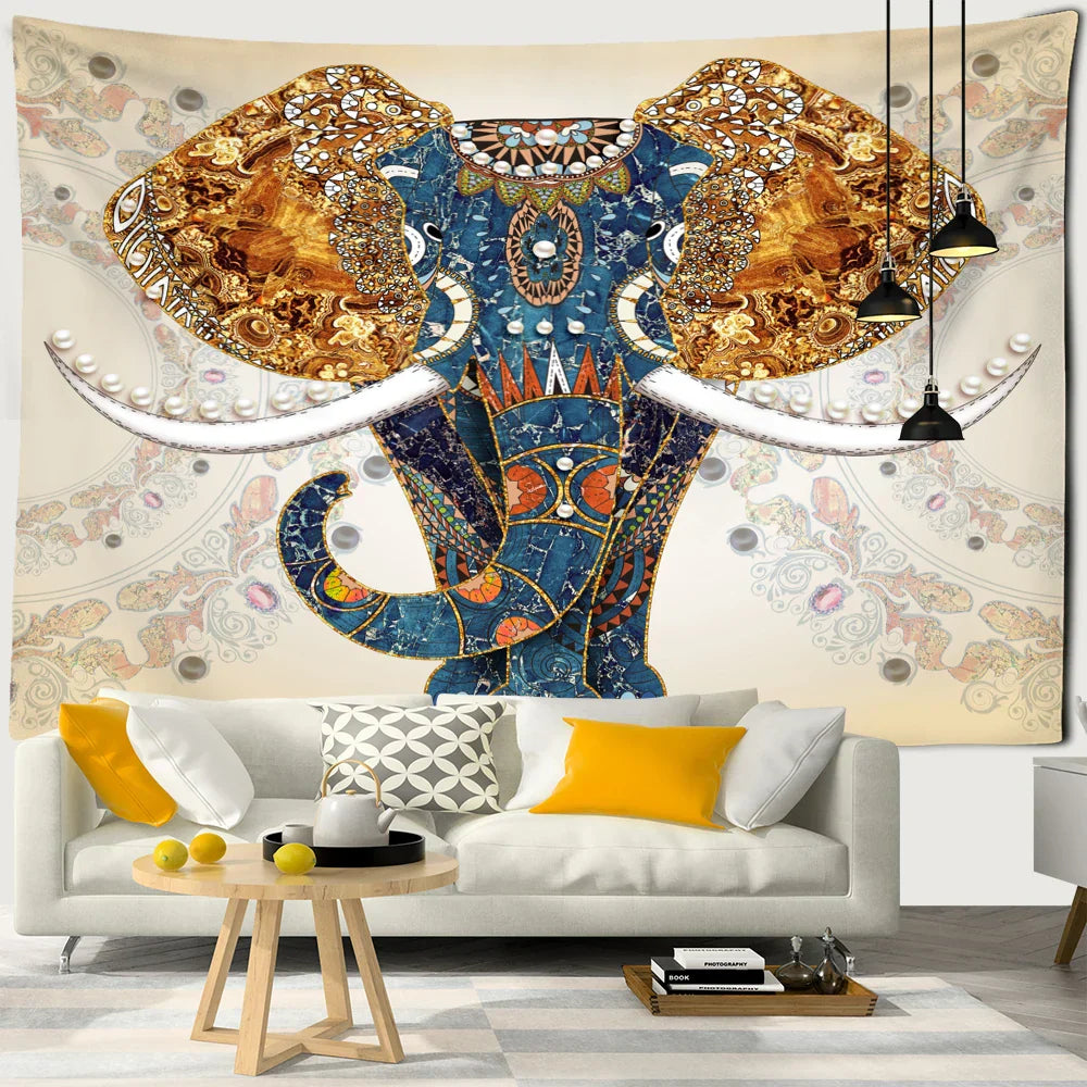 Decorbites™ Elefanten-Mandalas-Teppich Lebensbaum Wandbehang Psychedelisches Hexenwerk Hausdekoration