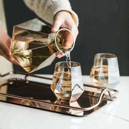Decorbites™ Diamantkristall-Glas-Wasser-Kessel-Tassen-Set – Klarer Luxus-Saftekännchen
