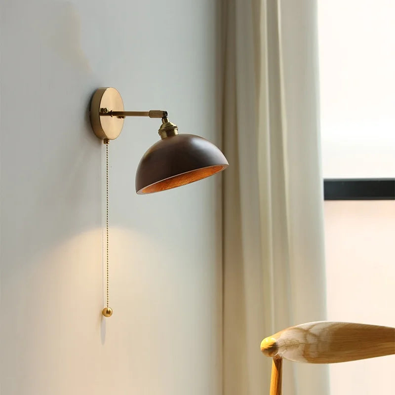Decorbites™ LED Wandleuchte aus Walnussholz mit Zugschalter Moderner japanischer Stil Spiegelleuchte