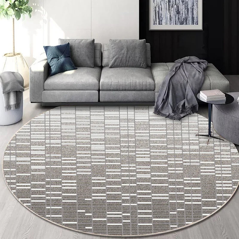 Decorbites™ Rundes Geometrisches Kaschmir-Bodenmatte für das Wohnzimmer, Fleckenresistent & Leicht zu Reinigen