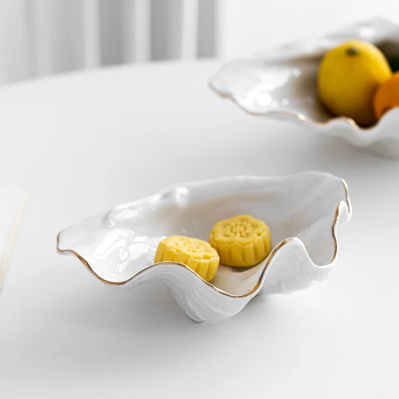 Gold Ceramic Seashell Bowl