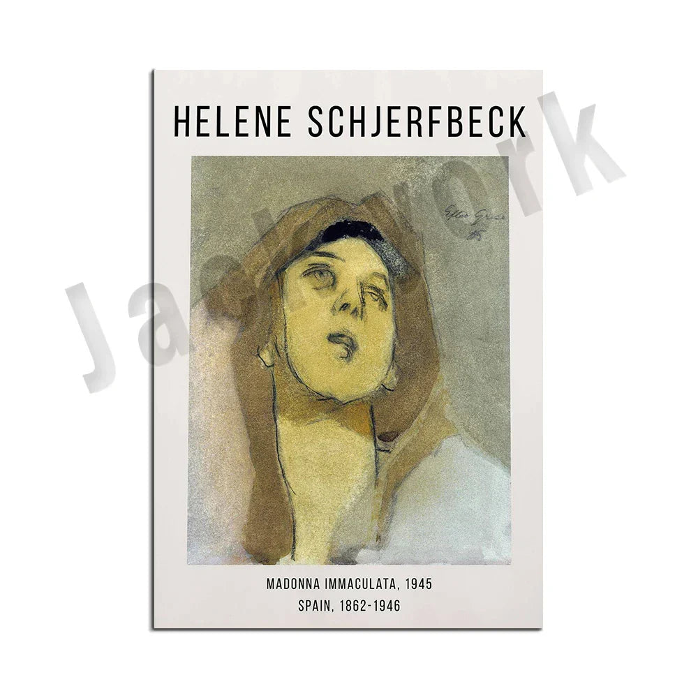 Decorbites™ Abstract Vintage-Ausstellungsplakat-Set - Helene Schjerfbeck, Zirkusmädchen, Blondes Mädchen