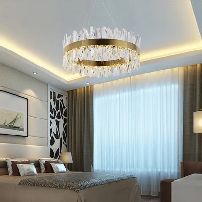 Decorbites™ Kristall-LED-Hängeleuchte Chrom/Gold Luxus-Kronleuchter für Küche und Wohnzimmer.