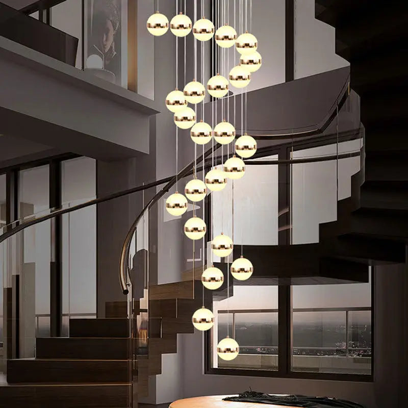 Gold Acrylic Staircase Chandelier