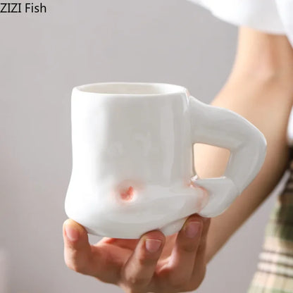 DecorBites™ Creative Pinch Belly Ceramic Cup Set for Dining Table Coffee Milk Tea Juice