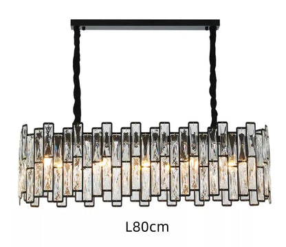 Decorbites™ Schwarzer Kristall-Kronleuchter: Elegante runde Hängeleuchte für Wohnzimmer, Esszimmer und Restaurant