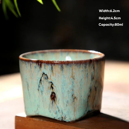 Decorbites™ Japanische Ofenverwandlungs-Keramik-Teebecher Espressotasse Kaffeetasse Töpferei Kung-Fu-Teetasse