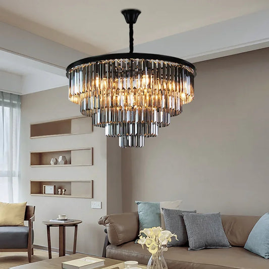 DecorBites™ Crystal Gold Chandelier: Modern Living Room Bedroom Decor Lighting