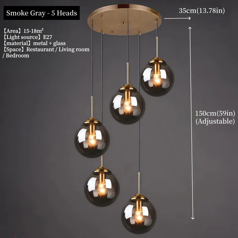 Nordic Glass Pendant Light With Polished Steel Finish