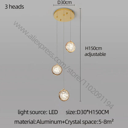 DecorBites™ Crystal Ball Chandelier: Modern Loft & Staircase Hanging Light for Home, Hotel & Mall