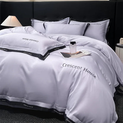 Decorbites™ Eissilber-Stickerei-Bettwäsche-Set | Hautfreundliches Bettbezug-Set | Daunendecken-Sets