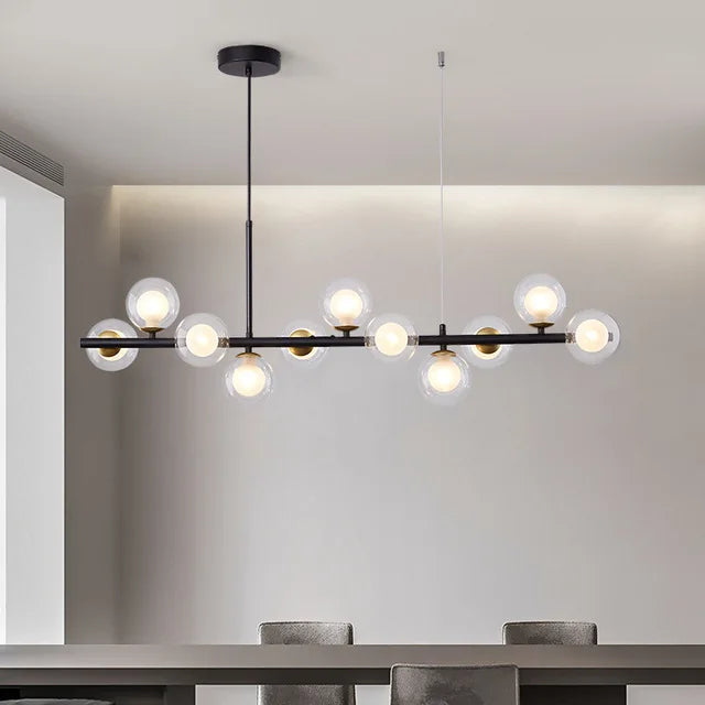 Gold Glass Ball Pendant 11-Light Smoky Gray
