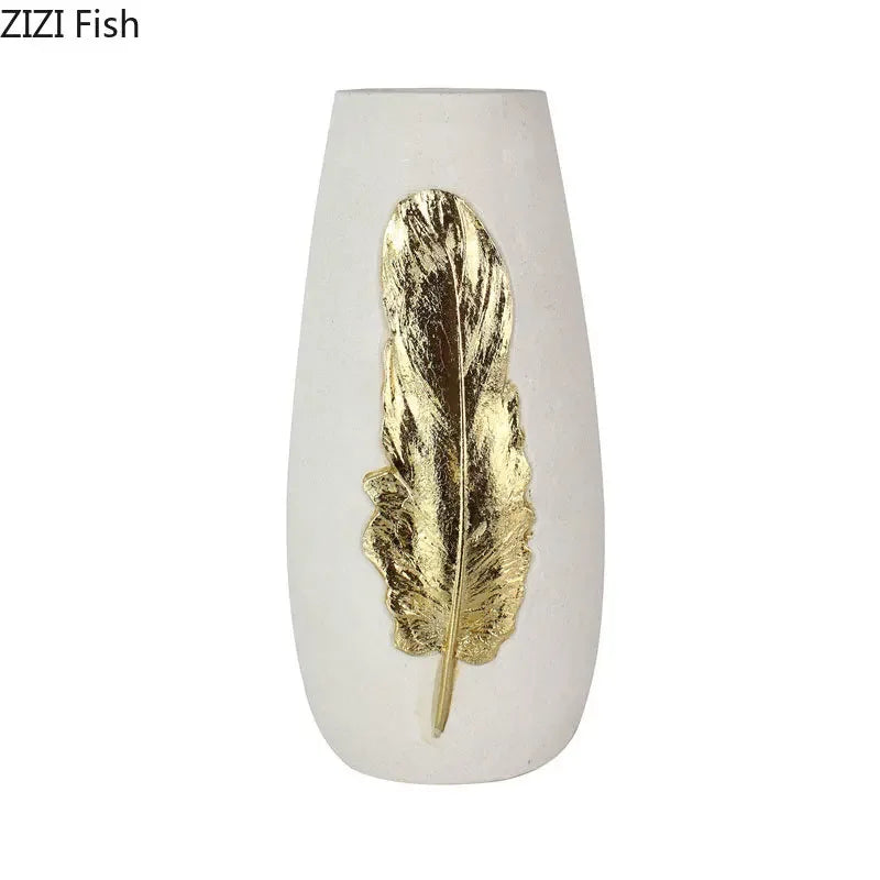 Gold Feather Vase Set