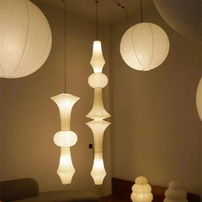 Japandi White Rice Paper Akari Pendant Light