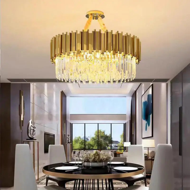 Decorbites™ Crystal-LED-Pendantleuchten: Luxuriöse Goldvergoldete Metall-Hängeleuchte für Wohnzimmer, Esszimmer, Schlafzimmer