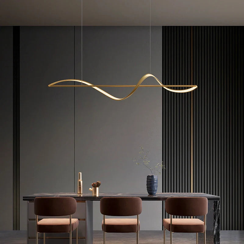 Modern Linear Iron And Acrylic LED Pendant Light