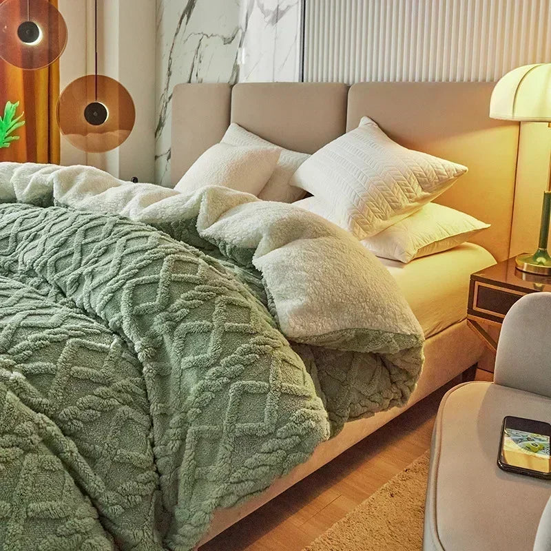 Decorbites™ Kuschelige Kaschmir-Decke-Duvet-Cover - Weiche Warme Fleece-Bettwäsche für Betten