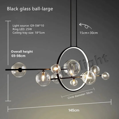 DecorBites™ Glass Bubble LED Ceiling Chandelier for Dining Room and Cloths Store