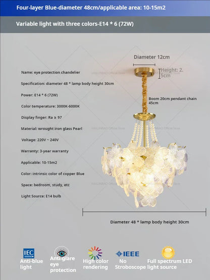 Decorbites™ Glas Blume Prinzessin Zimmer LichtLux Postmodern Französisch Creme Wind Lampe