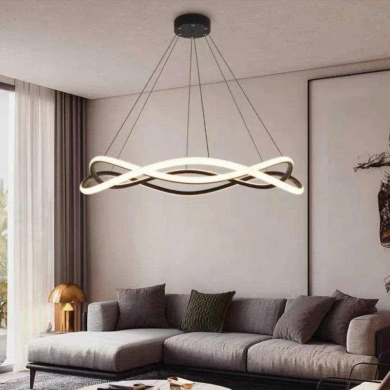 Decorbites™ Schwarze Geometrische LED-Ring-Leuchter für Elegante Räume