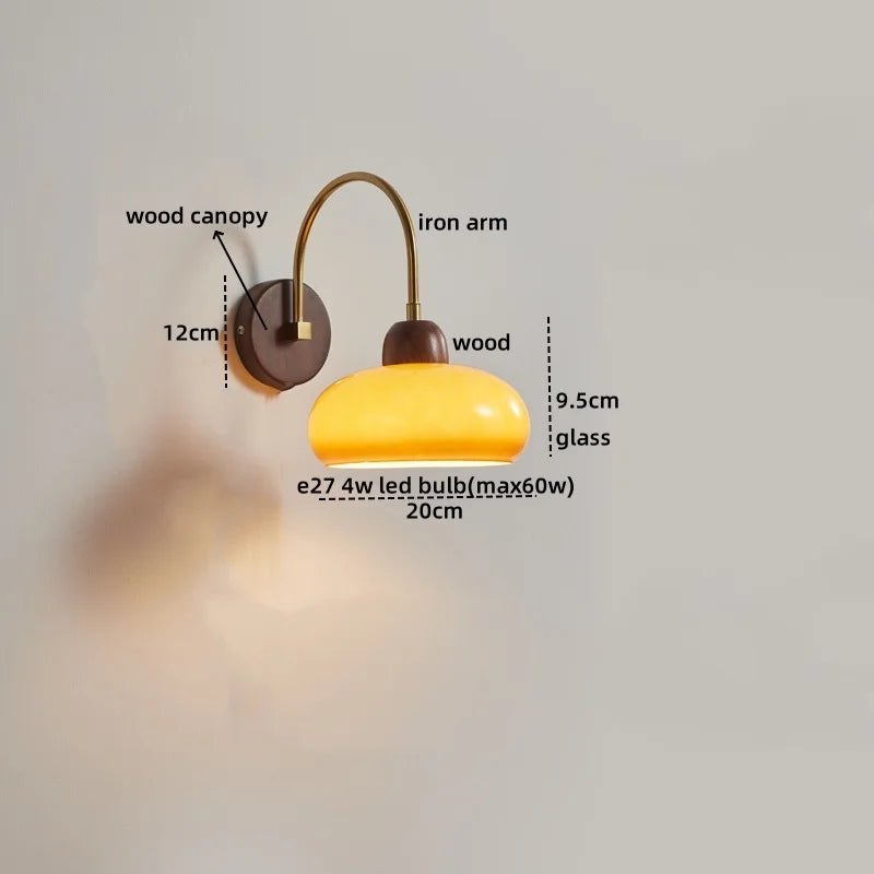 DecorBites™ LED Wall Sconce Pull Chain Switch Modern Stair Lights Glass Wood