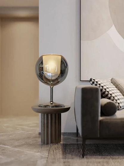 DecorBites™ Gold Chrome Glass Table Decor Lamp for Luxury Living Room, Villa, Store, Cafe
