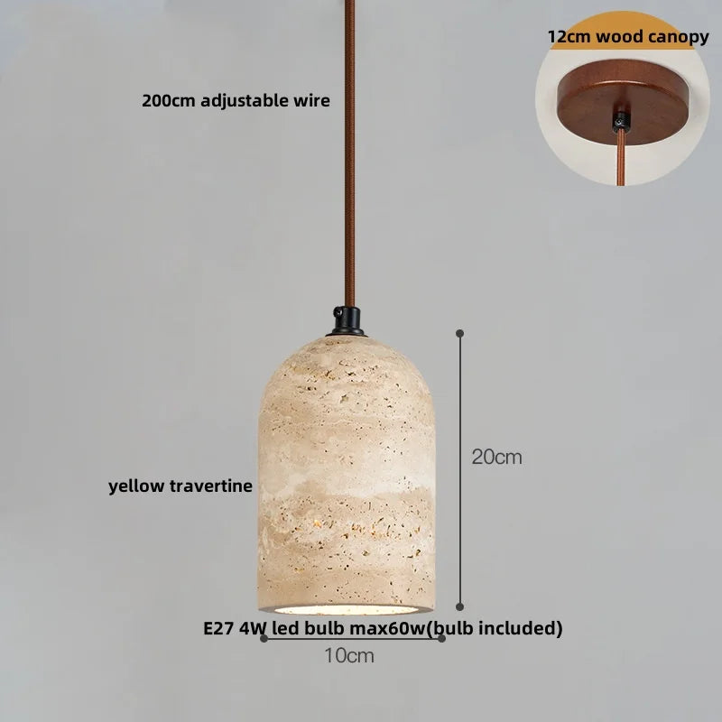 Decorbites™ LED-Hängeleuchte aus Schwarz-Eisen Wabi Sabi - Gelber Travertin