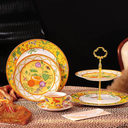 Decorbites™ Elegantes Schmetterlings-Set für Küchenutensilien: Kaffeetasse, Untertasse, Kaffeekanne, Sahnekännchen, Zuckerdose, Teller, Tortenteller