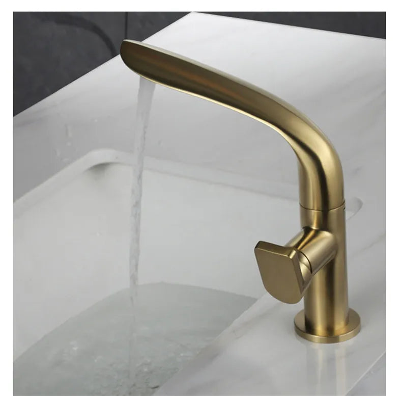 Decorbites™ Gebürsteter Goldiges Waschbeckenarmatur - Messing Einhebel-Badmischtap