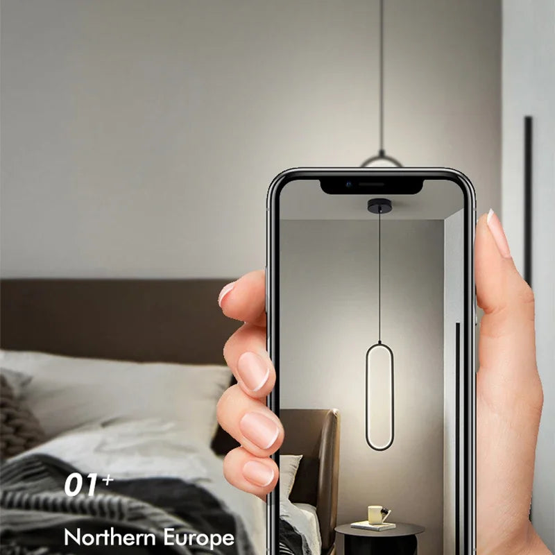 Nordic Black LED Pendant Light in Minimalist Aluminum