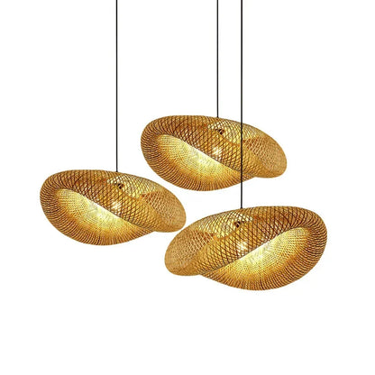 DecorBites™ Bamboo Pendant Light Hand Woven LED Chandelier for Home Decor